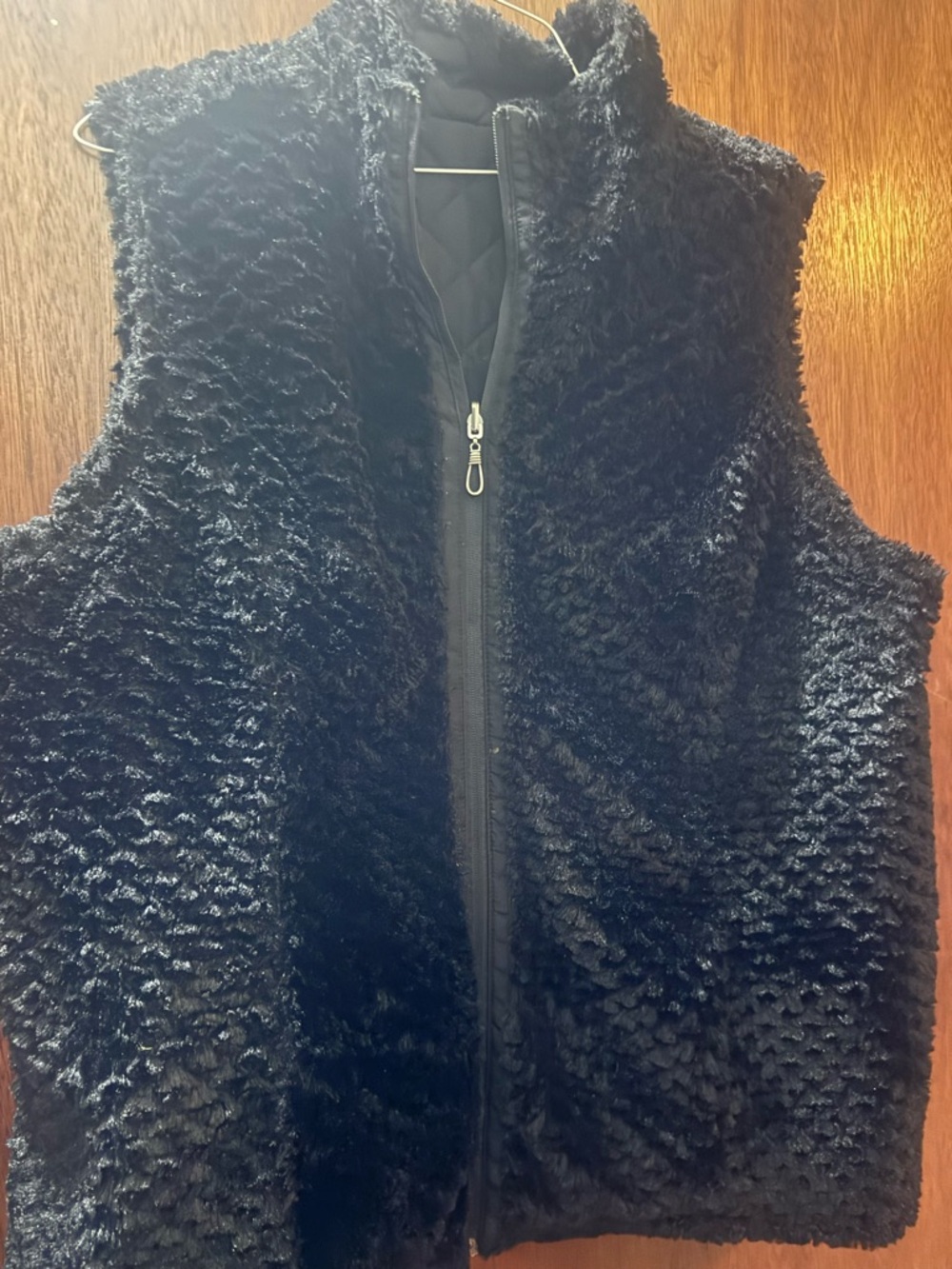 Denim & Co Reversible Quilted Sleeveless Puffer Vest with  Faux Fur Trim - Black